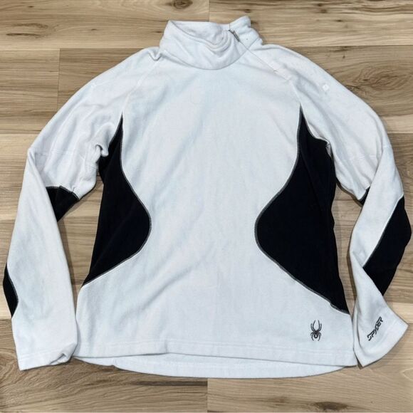 Spyder White Black Fleece Quarter Zip Pullover Sweatshirt Women’s 14 - Picture 1 of 3
